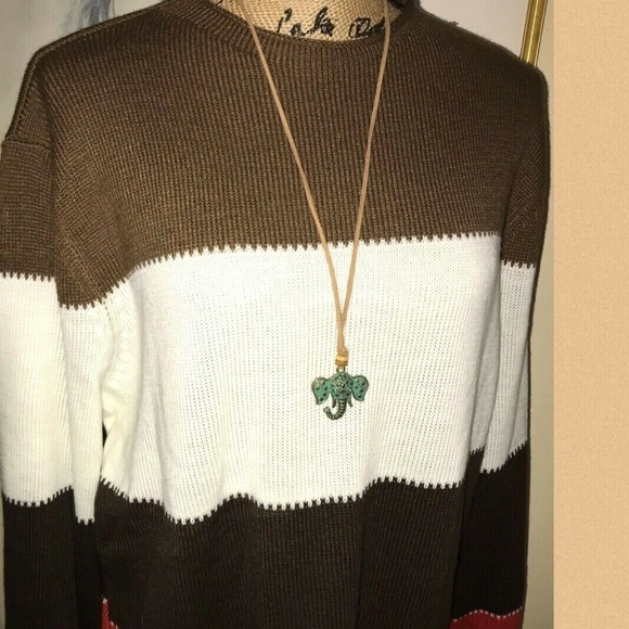 MISS LOOK BOLD COLORBLOCK SWEATER~FALL COLORS~XL - Picture 2 of 5